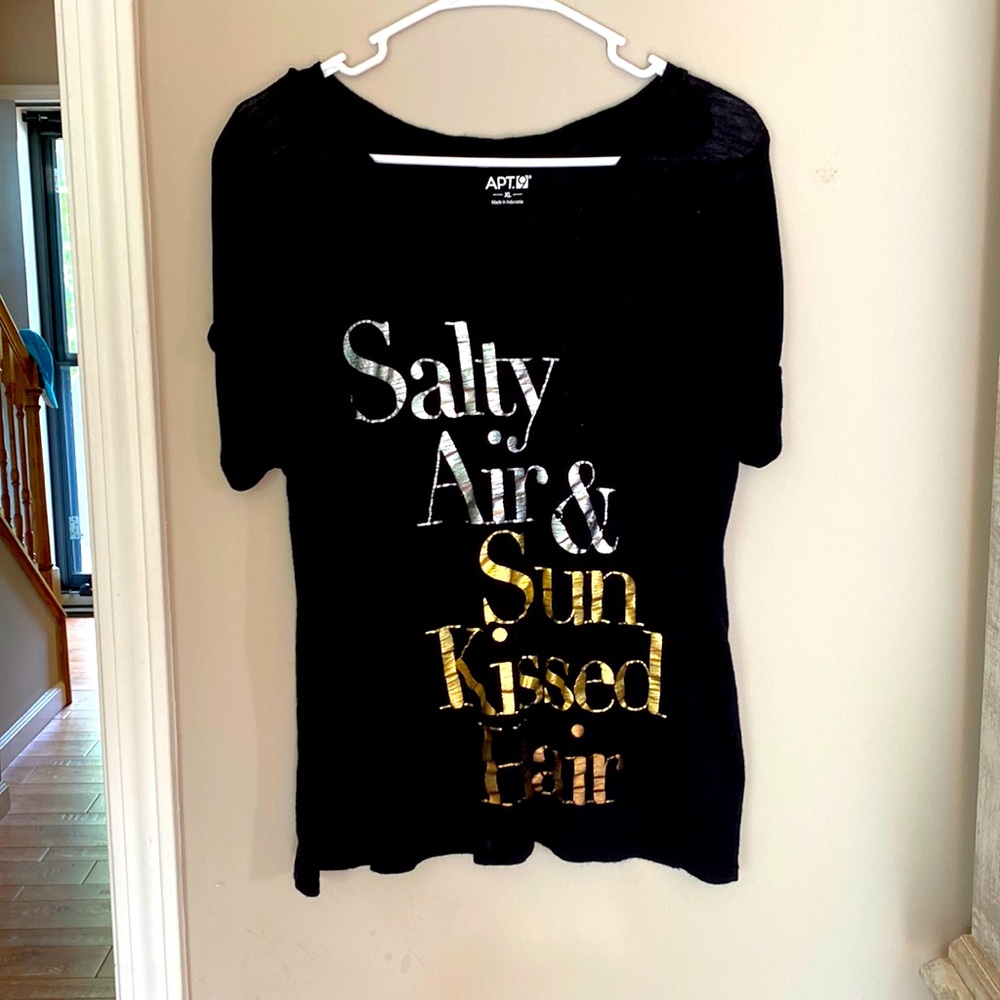Apt. 9 Size XL EUC Black summer Tee Salty Air & Sun kissed Hair super Soft
